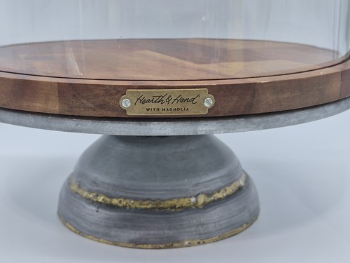 Hearth & Hand with Magnolia Wood & Metal Covered Farmhouse Cake Stand - Picture 2 of 8