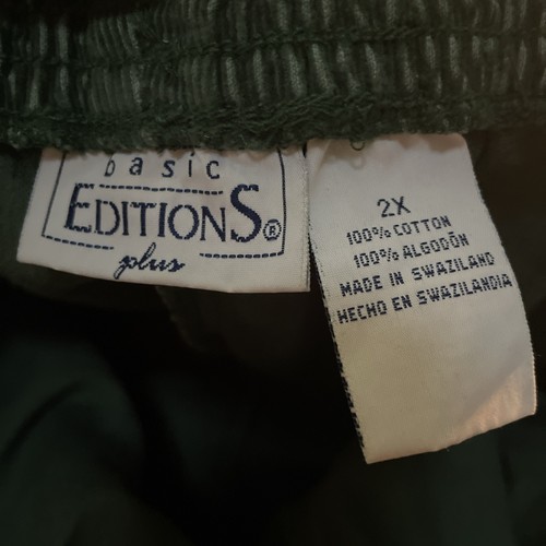 Basic Editions grüne Cordhose Gummibund gerades Bein 2X neu mit Etikett - Bild 3 von 6