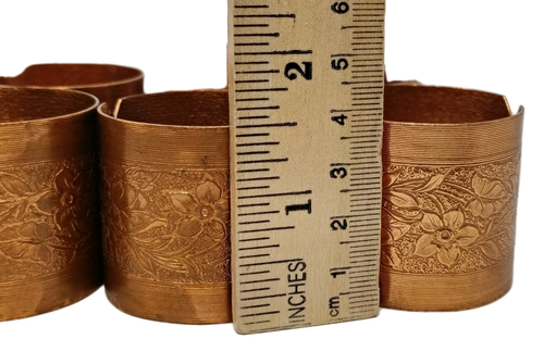 De Colección Gremio Artesanal de Cobre 1.5" Servilleta Anillo Soporte Grabado Floral Pátina Decoración SET 6 - Imagen 13 de 13