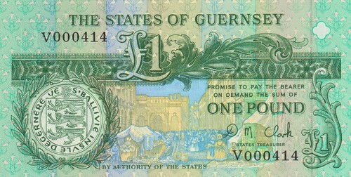 🇬🇬 Guernsey 1 Pound 1991 V Prefix P 52 c LOW SERIAL NUMBER Crisp Gem UNC - Picture 2 of 5