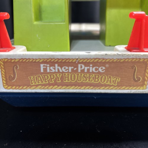 1972 Vintage Fisher Price Little People Play Family HAPPY HOUSEBOAT Barca #985 - Foto 8 di 10