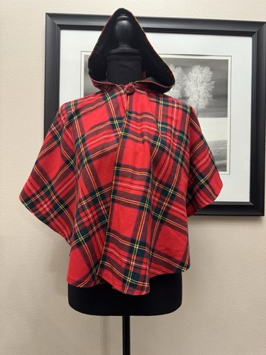 O’Neil of Dublin Hooded Celtic Cape Red Plaid Girls Size Medium - Picture 1 of 7