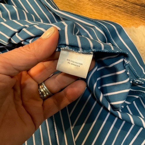 Camisa Polo Peter Millar Talla XL Verano Cómoda Azul Rayas Para Hombre Manga Corta - Imagen 5 de 7