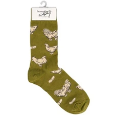 Happy Chicken | One Size Cotton Novelty Socks | Primitives by Kathy