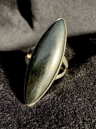 Vintage 925 Sterling Silver Marquise Shape Natural Stone Ring Size 5.5 - Picture 2 of 7