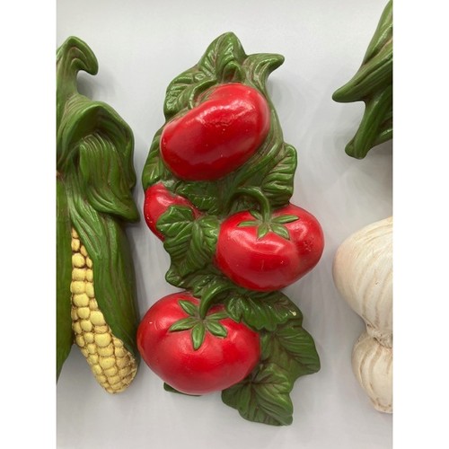 Vintage 1982 Gemüse Wandkunst Mais Tomate Zwiebel Karotte Küche Landhaus 7,5" Höhe - Bild 5 von 10