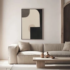 Wall Art Abstract Lyrical Hand Painted Oil Painting on Canvas Living Room Gray