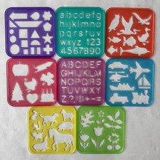 1987 Tupperware 8 Stencil Art Set Shapes Cars Nature Letters Animals Tuppertoys