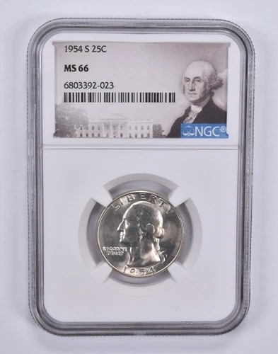 MS66 1954-S Washington Quarter NGC Special Label *7592