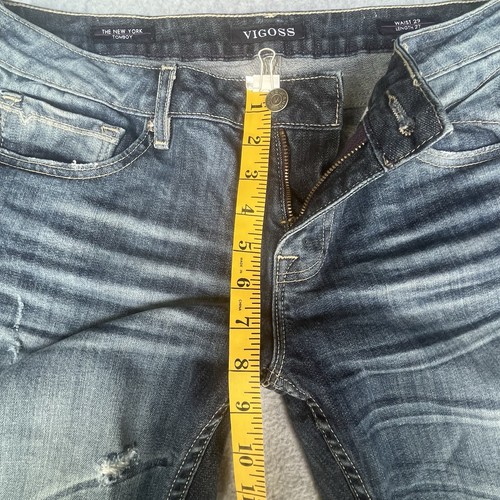Vigoss Women's Jeans Blue Size 29 Tomboy Straight Mid Rise Denim distressed - Picture 9 of 14