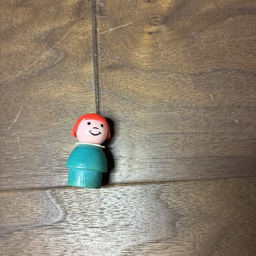 Fisher Price Little People Turquoise Girl Red Hair All Wood - Picture 7 of 7