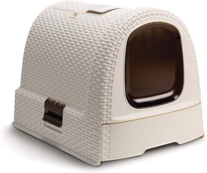 Nachhaltige Katzentoilette mit Schaufel, geruchshemmend modern - Weiß, 51,5 cm