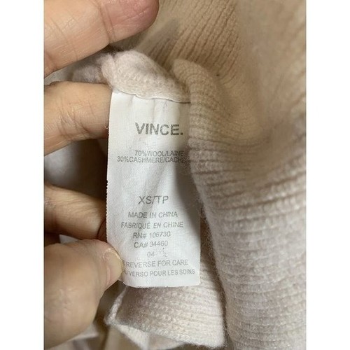Vince Blush Pink Cream Open Waterfall Sleeveless Cardigan Wool Cashmere Sz XS - Picture 7 of 7