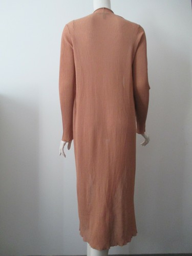 Suéter Cárdigan Largo Eileen Fisher Desnudo Oscuro Tejido Acanalado Frente Abierto Elástico S/P - Imagen 2 de 10