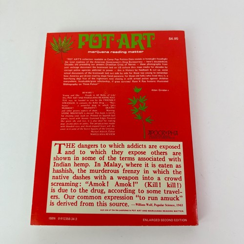 Marijuana Reading Matter Pot Art Stone Mountain Paperback Book 1972 Third Print - Picture 7 of 12