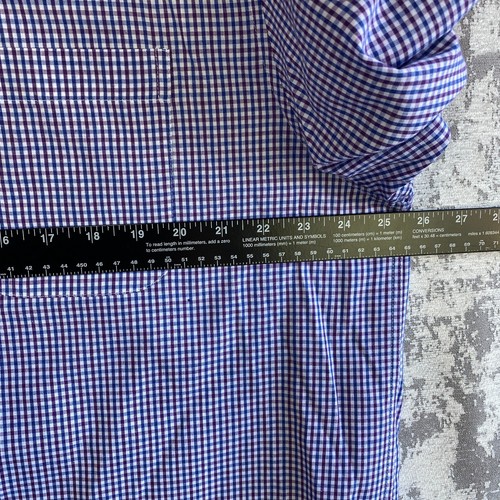 Saddlebred Mens Large Tall LT Classic Fit Shirt Short Sleeve Blue Purple Plaid - Picture 4 of 8