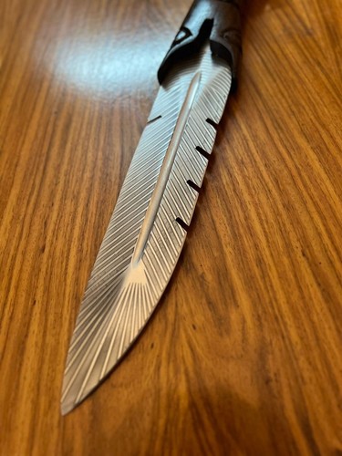 Handmade Stainless Steel Leaf Pattern Knife For Outdoor Collectors Item - Picture 2 of 8