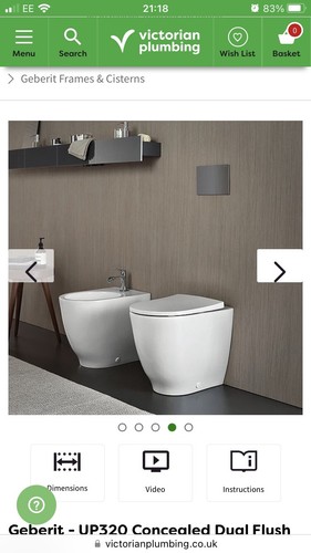 Geberit Back To Wall BTW Concealed WC Toilet Cistern & Flush Plate Push Button - Picture 5 of 9