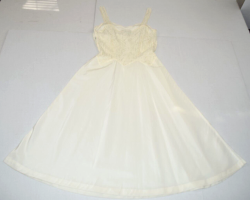 Vintage Slip Dress Barbizon Size 10 Miss 50s Ivory Lace Bodice Flowy Skirt - Picture 6 of 10