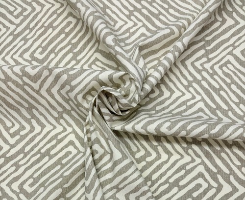 ROBERT ALLEN RANDILI VIEW TWINE BEIGE GEOMETRIC CRYPTON HOME FABRIC BY YARD 54"W - Picture 6 of 7