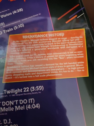 SEALED “ELECTRIC BREAKDANCE” VARIOUS ARTISTS LP/Dominion NU 2320 1984 *SEALED* - Picture 4 of 13