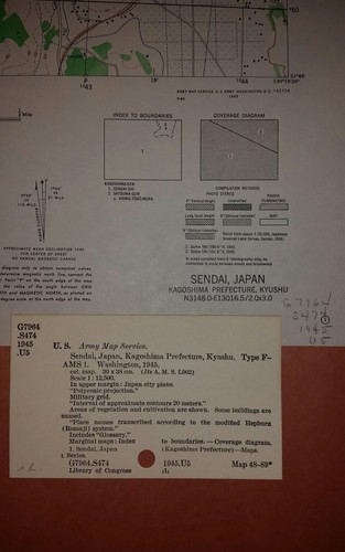 1945 US Army Karte - Stadtplan von Sendai, Präfektur Kagoshima, Kyushu Japan - Bild 2 von 5