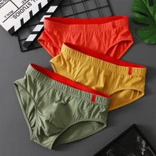 Soft Cotton Men's Underwear Boxer Briefs Pouch Low Waist Breathable Shorts