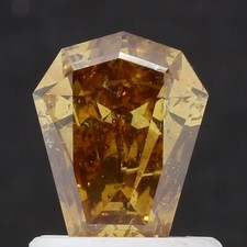 Loose Natural Untreated Coffin Shaped Diamond Deep orangy Brown I1 0.58ct GIA 1205.17 per carat