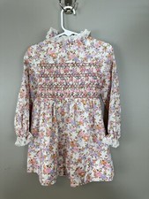 Vintage Dress Floral Girls Smocked Honey Suckle Sears Cottagecore Prairie Lace 4