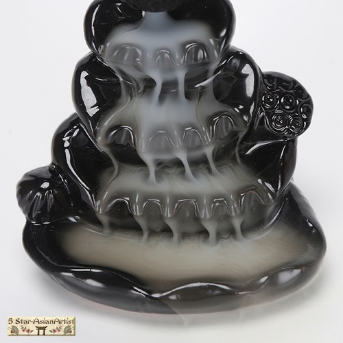 Ceramic Backflow Incense Cone Burner Holder Lotus WaterfallF HK002& 10Cones Gift - Picture 3 of 14