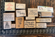 Lot of 13 Phrase Rubber Stamps Get Well Quotations Birthday Great Day Messages