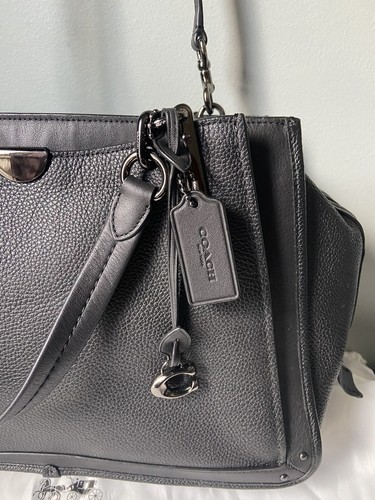 COACH Dreamer 36 Black Pebble Smooth Leather Gunmetal Hardware Satchel Bag 38550 - Picture 5 of 24