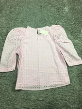 A New Day Top Womens Size Small 3/4 Sleeve See Through Sleeves Cotton