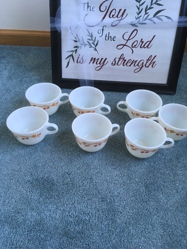 7 PYREX Corning Ware Harvest Home Golden Wheat Berrys KAFFEETASSEN 70er Jahre - Bild 1 von 12