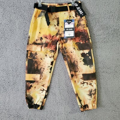 VIP Jeans Orange Black Camo Ankle Length Joggers Stretch Cargo Pant  (variation)