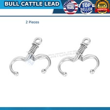 2 Bull Cattle Lead with Holding Spring Nose Ring Opening Farm Ranch Veterinary 5