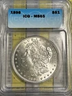 1898 Morgan Silver Dollar ICG MS65 Gem BU Uncirculated Blazer