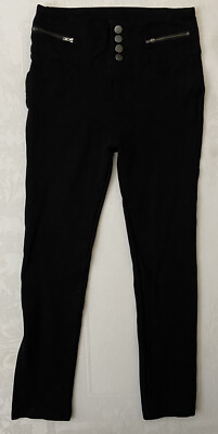 Active USA Black Slim Fit Jegging Four Button Stretch Pant Women L Waist 28x28
