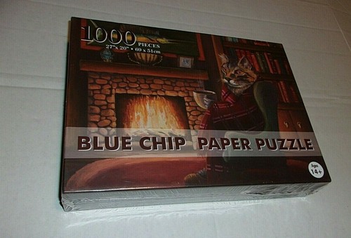 Cat Theme Blue Chip Paper Puzzle 1000 Pieces Multicolor 27" x 20" - NEW FREE SHP - Picture 9 of 11