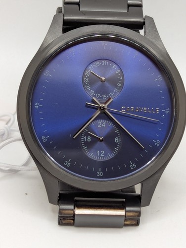 Caravelle by Bulova Mens Black Band Blue Dial Stainless Steel Classic Wristwatch - Picture 10 of 12