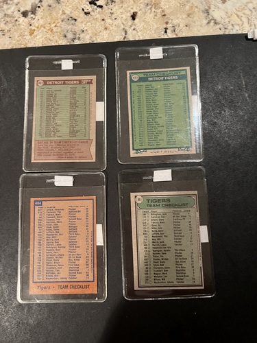 Carta fotografica lista controllo squadra Detroit Tigers 1976,77,78,79--BELLE 4 CARTE - Foto 4 di 4