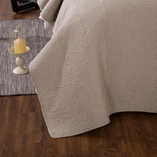 Dada Bedding Elegant Matelasse Bedspread Set - 100% Cotton Fabric Floral Sand Do - Picture 5 of 9