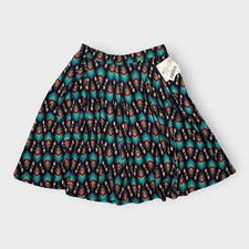 LuLaRoe Madison Pleated Skirt M 10-12 NWT Black/Multicolor Aztec Pockets
