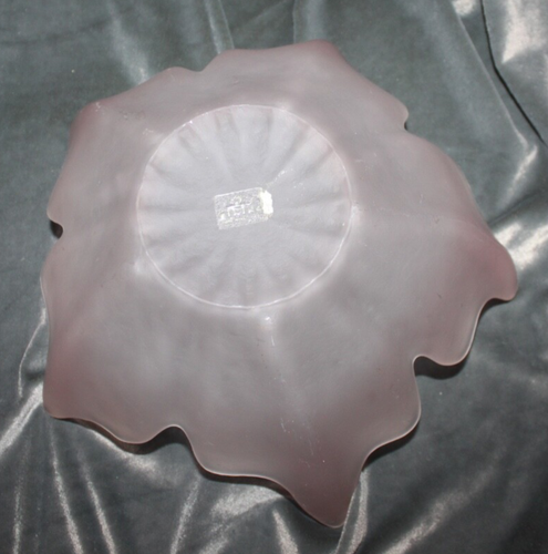 Pegatina original de vidrio vikingo rosa esmerilado Lotus Bowl de colección 9 1/2 pulgadas de diámetro - Imagen 4 de 4