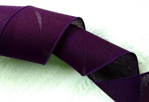 Dark Purple Solid Wired Ribbon 2.5" by 2 yd Everyday Country Fall Spring - Picture 3 of 4