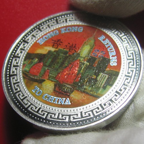 1997 HONG KONG RETURN TO CHINA TRADE DOLLAR ORANGE JUNK SHIP BRITANNIA no silver - Picture 4 of 5