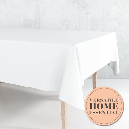 Tablecloth - 70x70 Inch -Round or Square Table Washable /No Wrinkle White 2/PK - Picture 2 of 7