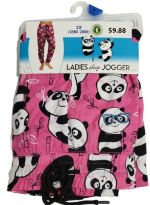 Briefly Stated ladies Sleep Jogger Pants Panda Bear Panda Life NWT Size 2X 18-20