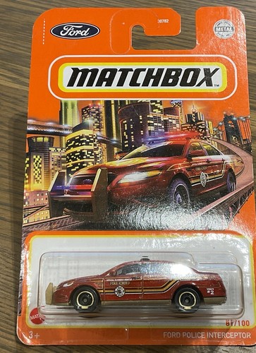 2021 Matchbox Ford Police Interceptor 081/100 Dark Red - Picture 2 of 5