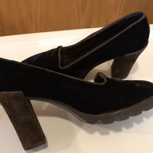 Donald J. Pliner ITALY Brown Crushed Velvet Suede Pumps 3.75” Designer Heels EUC - Picture 6 of 12